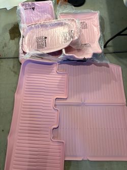 SHARGGE All Weather Floor Mats Tesla Model Y Juniper 2025+ Pink 6-Piece Set
