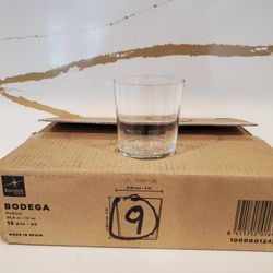 NEW Lot of 9 Bodega Medium Glasses Glass Bormioli Rocco 12 oz Spain Restaurant Bar Rocks Clear