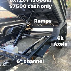 Dump Trailer 8x12x4 12000lb $7500 Cash Ramps Include Frame 6””