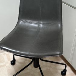 West Elm, gunmetal moss leather, swivel desk, chair with height adjustment