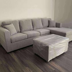 💥 Brand New Grey Sectionals With Free Ottoman 