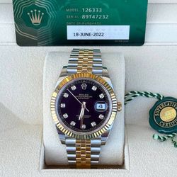 2022 Rolex Datejust 41mm 126333 Black Diamond Dial 18k yellow gold & steel jubilee Unpolished Full Set