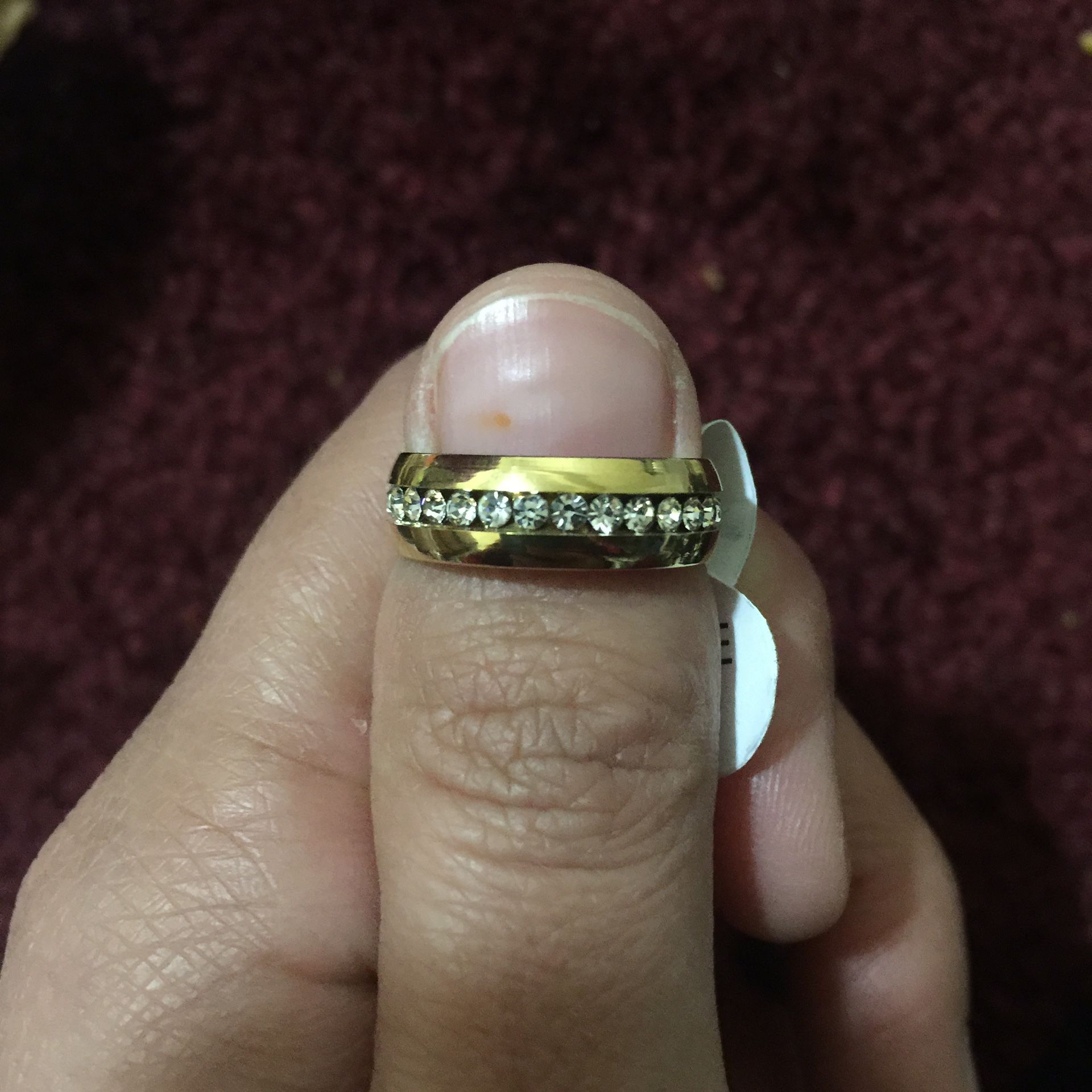 Gold tone stainless steel ring band unisex design