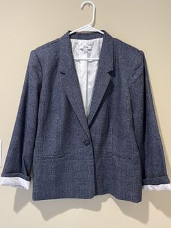 Kensie Blue Plaid Blazer Coat XL Like A M 