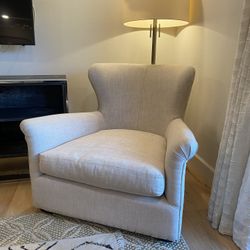 Linen Wingback Upholstered Chair 