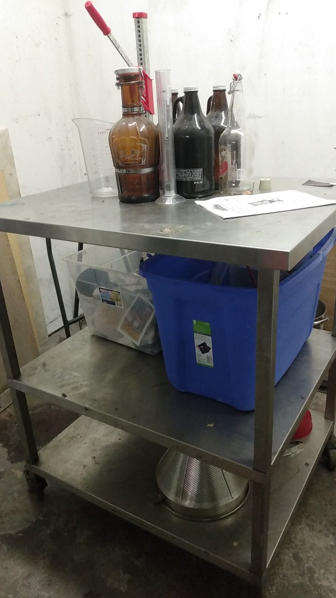 Nice 2 level stainless steel Commercial Kitchen Prep Table with wheels