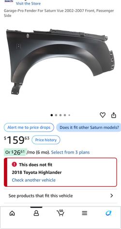 Garage-Pro Fender For Saturn Vue 2002-2007 Front, Passenger Side