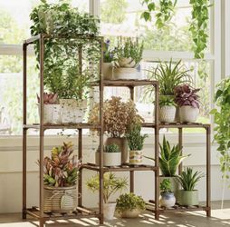 Wood Plant Flower Pot Stand Holder Indoor Outdoor Size Length 34", Width 12", Height 32" New Condition