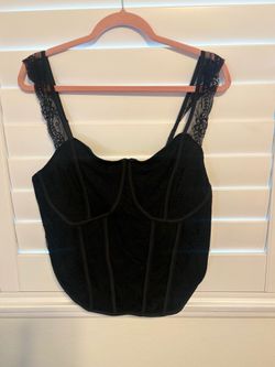 Black Lace Bustier-Style Cami Top – Women's 1X