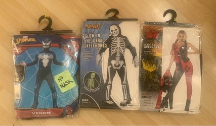 Halloween Costume Bundle - Venom, Skeleton, Harley Quinn