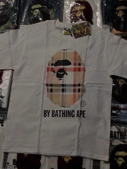 BAPE A Bathing Ape Plaid Logo White Tee