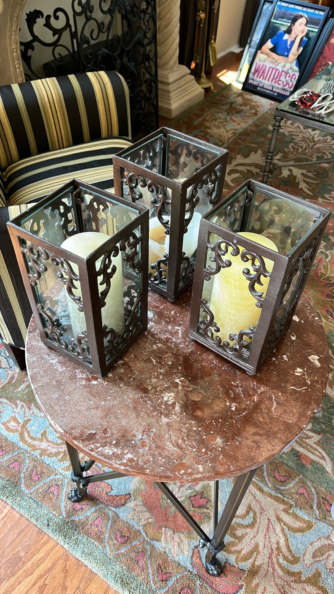 Set Of 3 Iron Decorative Candle Holders