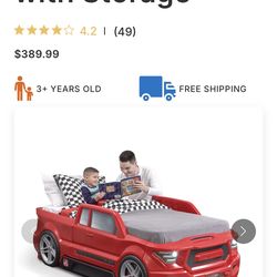 Red Turbocharged Twin Truck Bed with storage