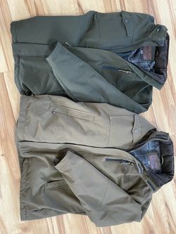 Two Men's Outdoor Jackets Olive Green Tan