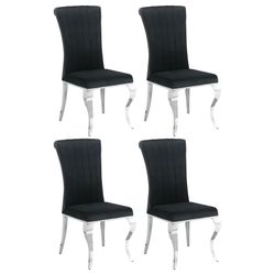 Glam Style Chair (Set of 4) Covered Black Velvet