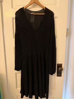 Armani Metallic Black Knit Dress 16