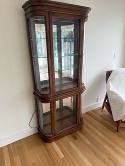 Wood and Glass Curio Display Cabinet