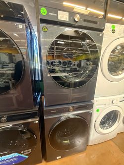 Samsung Bespoke Navy blue washing machine and gas dryer