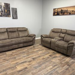 (Free Delivery!!) Suede Reclining Set W/ Storage