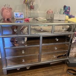 Mirrored Dresser & 2 Nightstands
