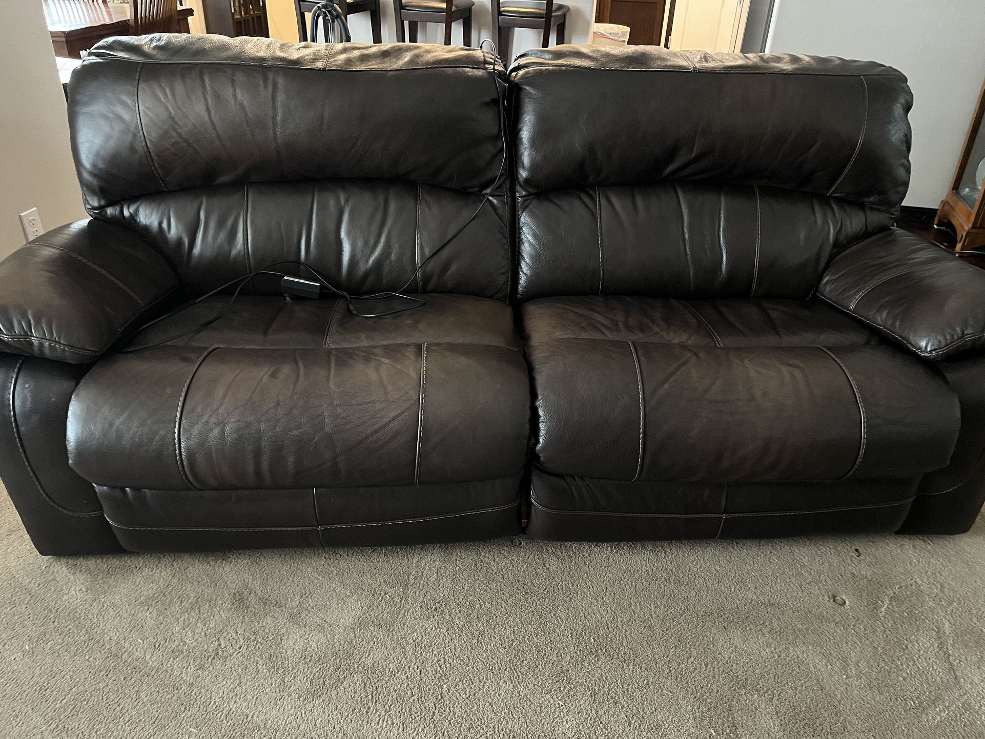 Brown Leather Reclining Couch