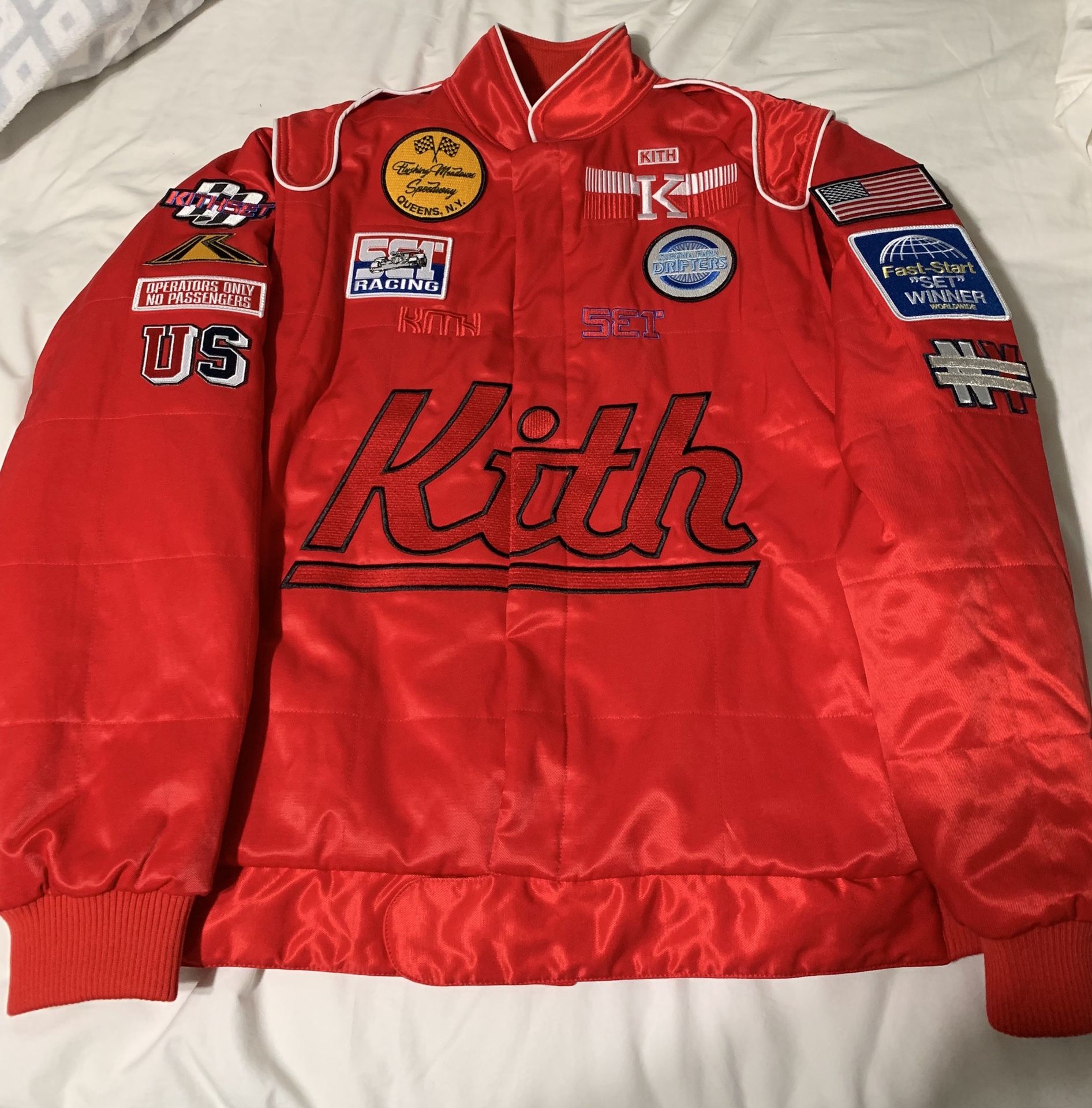 Brand New KITH Racing Moto Biker Jacket in Red size L *BELOW RETAIL*