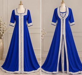 Royal Blue Moroccan Kaftan Maxi Dress