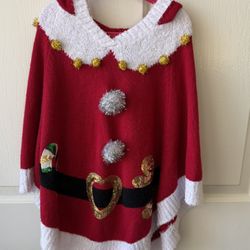 Kids- Girls Christmas Poncho 