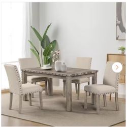 Wooden Top Dining Table Set 4 Seats