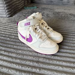 White & Purple Nike High Tops 3.5Y