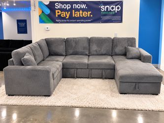 Oversized Sleeper Sectional with Storage -Pull-Out Bed & USB, Black or Gray