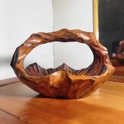 Vintage Hand Craved Walknut Basket