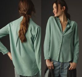 PRE-OWNED Anthropologie x Cloth & Stone Mint Long-Sleeve Buttondown Shirt S