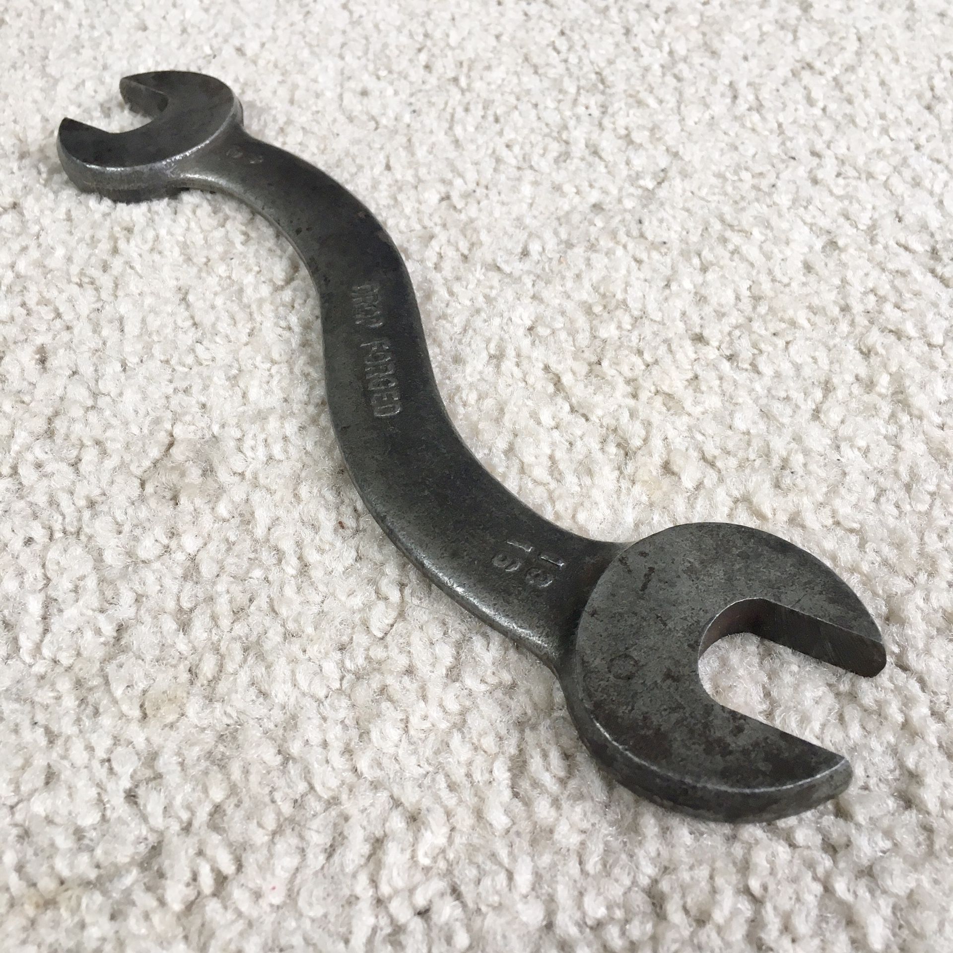 Vintage 1920s Drop Forged Open End Curved Wrench #813 3/4 and 13/16 - Made in USA