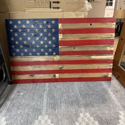 Solid Wood American Flag Wall Art 