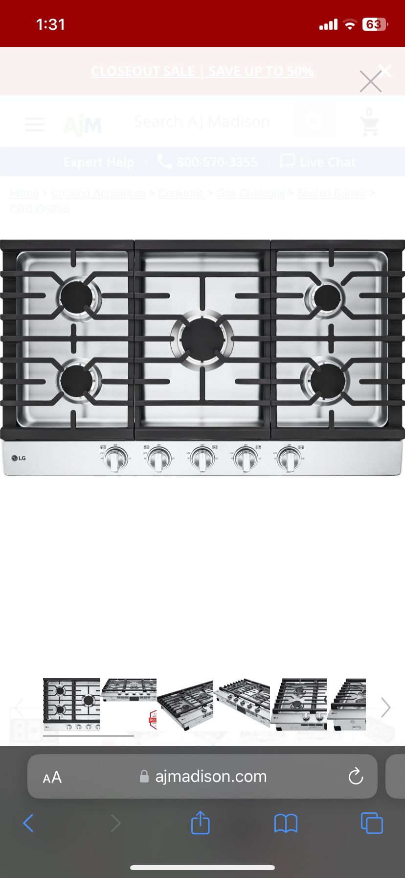 NEW 36” LG GAS COOKTOP 