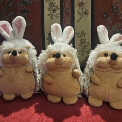 EASTER LOT OF 3 FRANKFORD HEDGEHOG W/BUNNY EARS 6" PLUSH ANIMAL TOYS