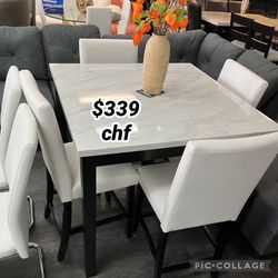 5 Piece Faux Marble Top Counter Height Dining Table Set  // January Sale !