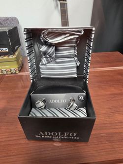 Adolfo Tie, Hanky, and Cuff-link Set