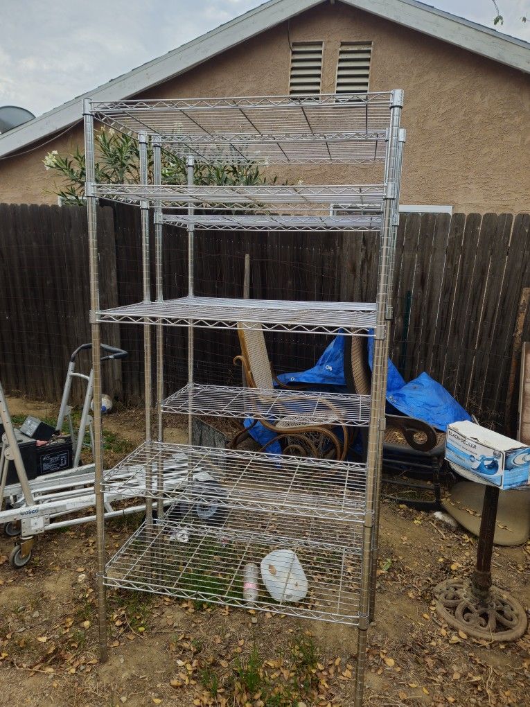 Heavy-Duty Metal Wire Storage Shelf
Commercial-grade metal shelving unit.