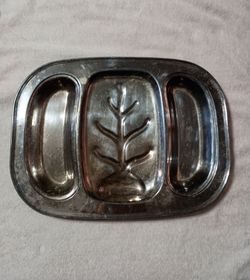 Vintage English Silver Mfg Corp Silver On Copper Divided Meat Tray Platter
