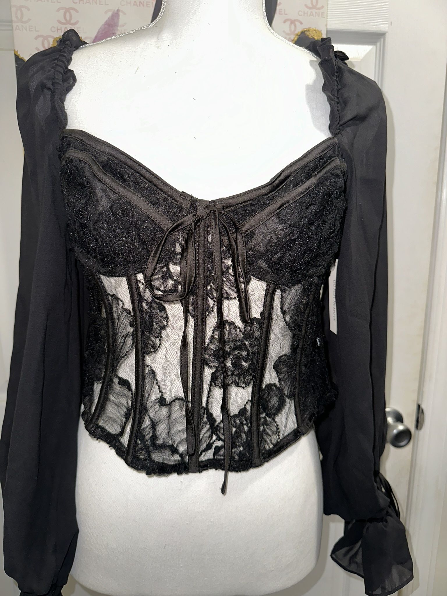 Charming For Love & Lemons Black Corset Sade Top NWT