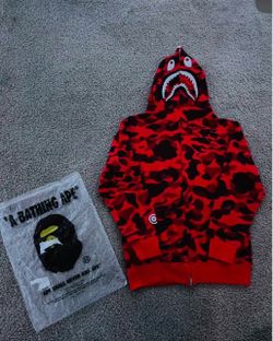 BAPE Shark Full-Zip Hoodie Red Camo