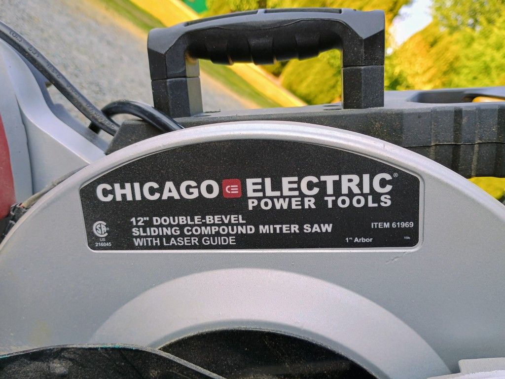 Chicago Electric 12" Double-Bevel Sliding Compound Miter Saw With Laser Guide