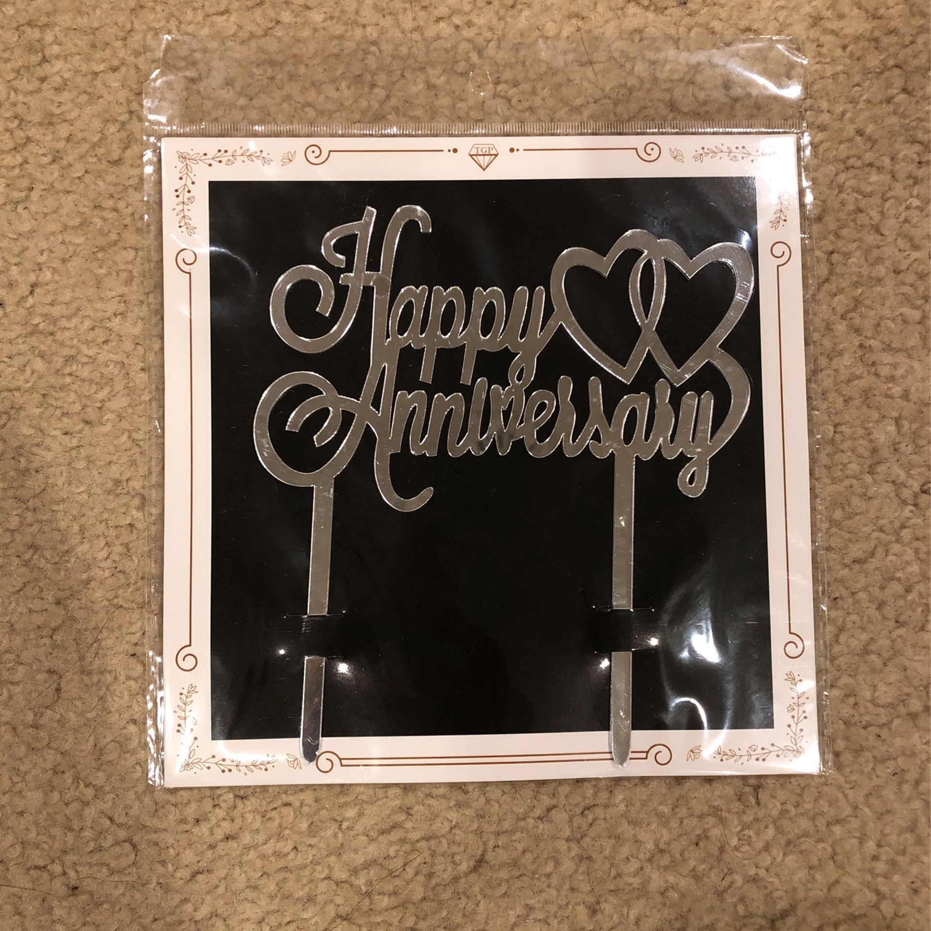 Happy Anniversary Cake Topper - Mirror Finish