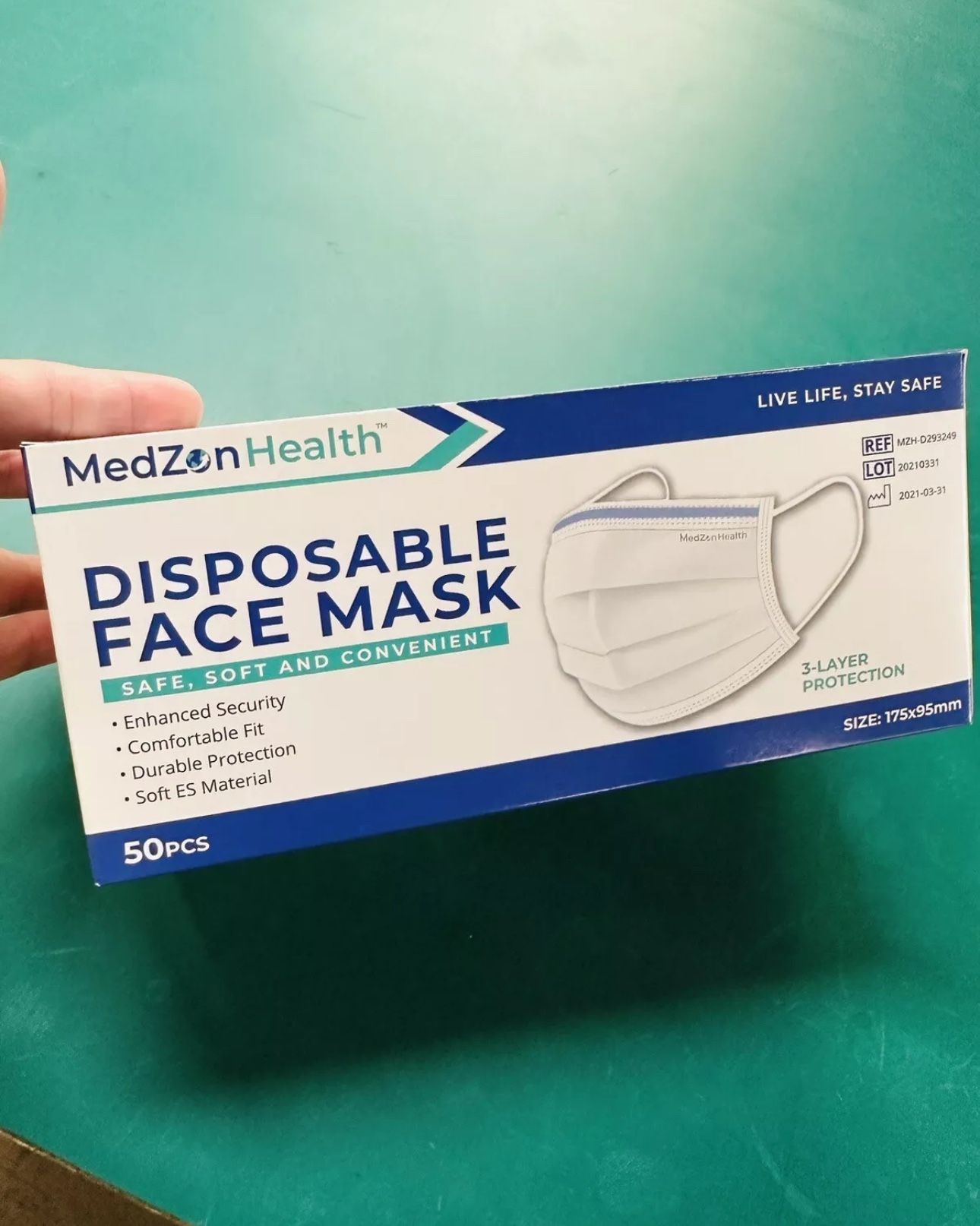 Disposable PROTECT White Face Mask 3 Layer Protection Pack Of 50 Pcs