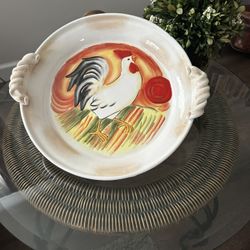 Fitz & Floyd Chanteclair Rooster Ceramic 15" Platter/Bowl.