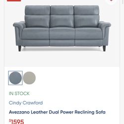 Blue Leather Double Recliner