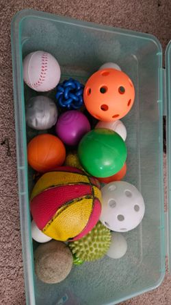 Shoebox of balls