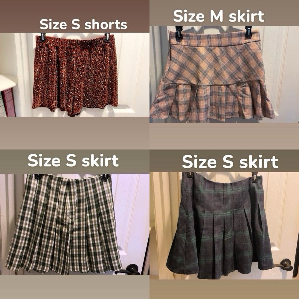 Shorts And Plaid Skirts Size S And M